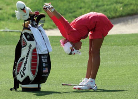 Pros like Natalie Gulbis know the importance of exercise and stretching.