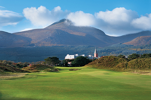 The Mourne Mountains provide a wonderful background at Royal County Down