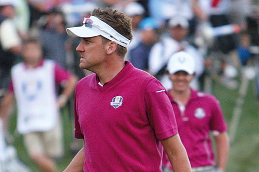 Poulter, moments after holing his putt for a fifth consecutive birdie