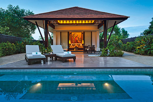 Luxurious accommodations at one of the Banyan Tree Laguna Lang Co’s pool villas