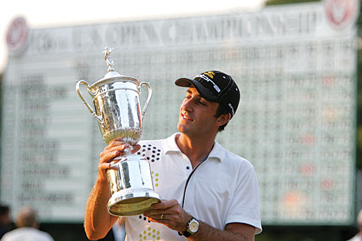 Ogilvy with the US Open trophy in 2006 after an enthralling final day at Winged Foot