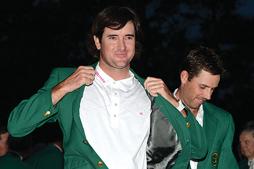 Bubba Watson slips on the most coveted item of apparel in the world of sports