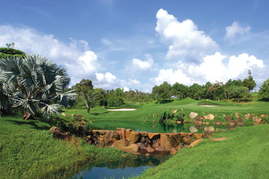There’s plenty of greenside protection at the 11th hole at Ria Bintan