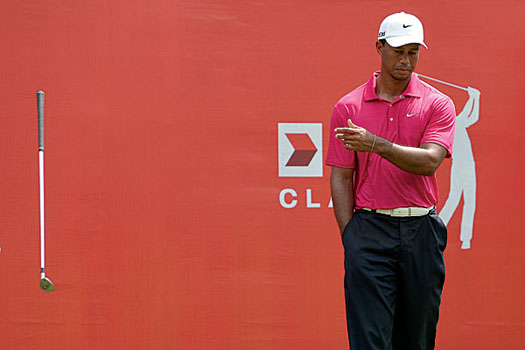 Tiger Woods shows his frustration during the final round of last year's CIMB Classic