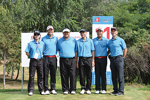 The men’s team during practice at the Shenyang Northern Bear Golf Club