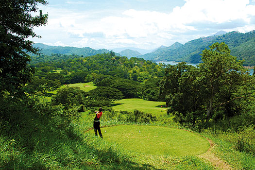 The dramatic sixth hole at Victoria Golf and Country Resort near Kandy