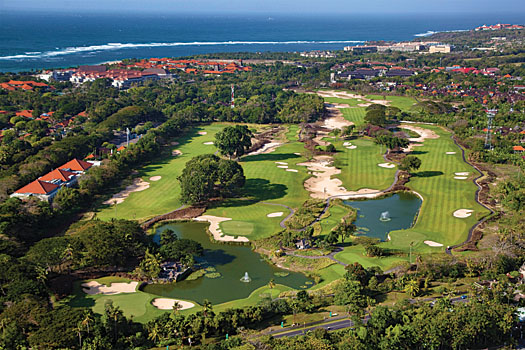 An aerial view of the back-nine at Bali National