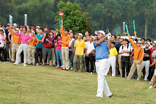 Scott Hend in action late on day four