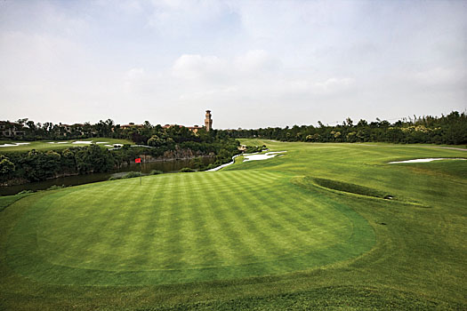 The fine par-4 16th hole at Sheshan International Golf Club in Shanghai