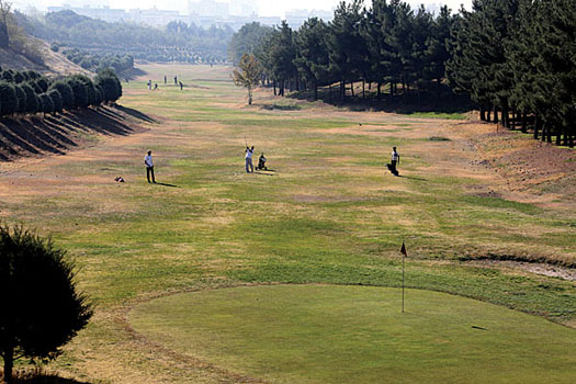 The patchy fairways at Engelhab Golf Club