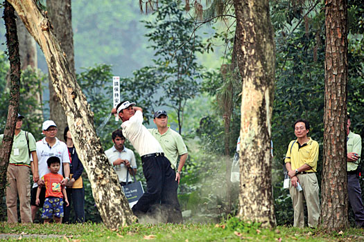 Lin Wen-tang amazingly found a birdie from the trees during the 2008 play-off