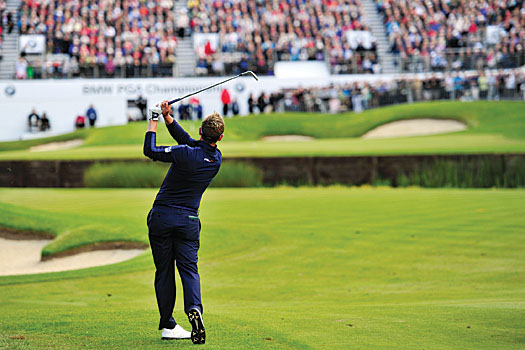 Donald hits into the final green at Wentworth during the BMW PGA Championship in 2011