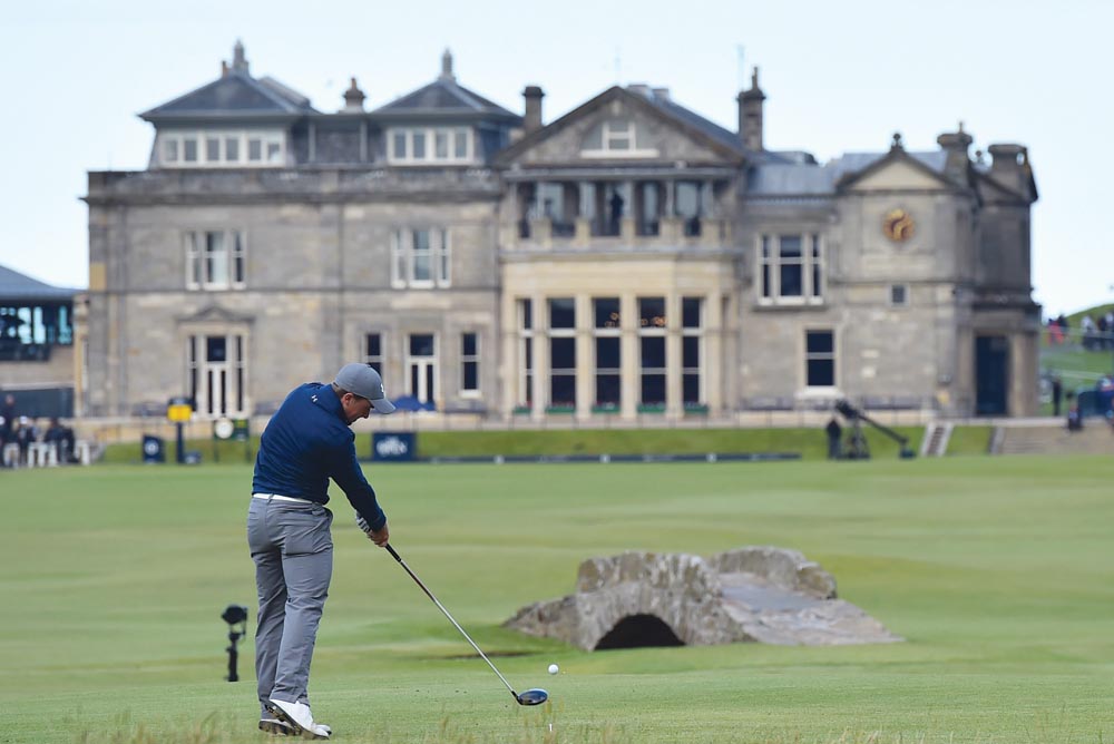 Dunne tees off at the 18th at St Andrews during The Open last year