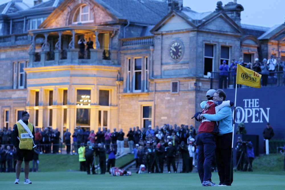 Tom Watson and his caddie Michael Oxman following last year’s Open