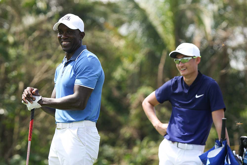 Ex-football idol Dwight Yorke and champion Li Hao-tong