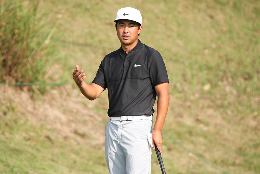 Runners-up Alex Kang’s reaction after missed a 12-foot eagle putt for the win