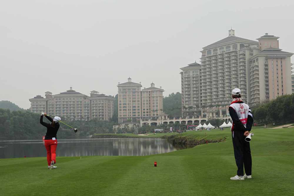 The magnificent 18th hole at the Olazabal Course, Mission Hills Resort Dongguan