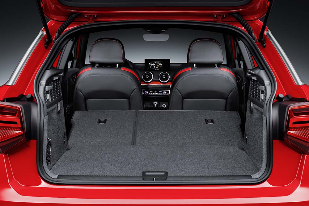 A power tailgate and a three-way split rear bench backrest with cargo through-loading