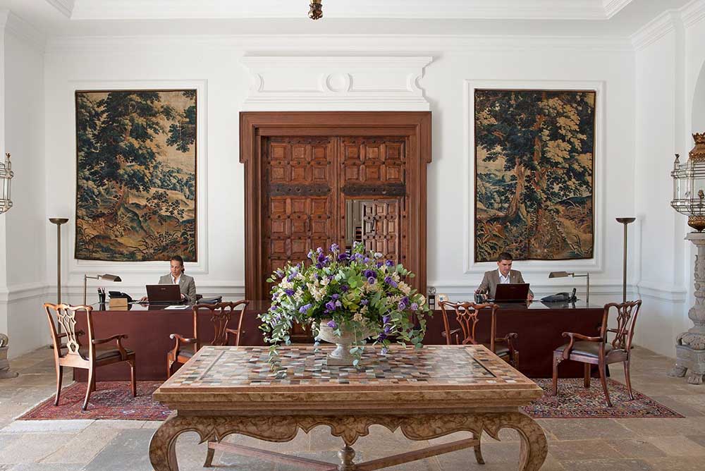 Finca Cortesín's subdued reception area sets the tone for your stay