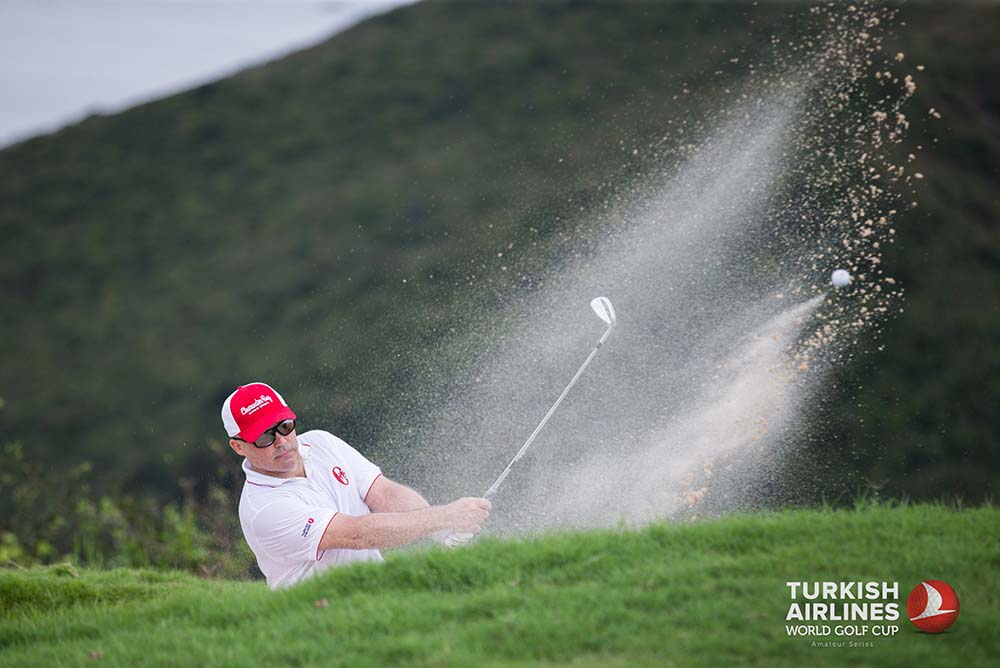 Simon Hauge, the gross stableford winner in action