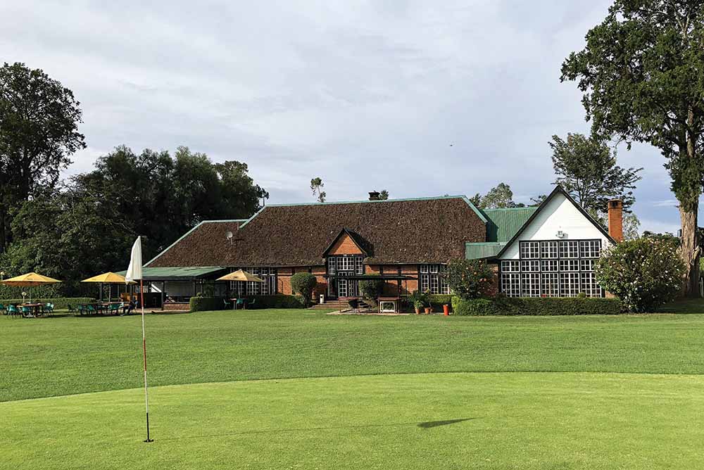 The 9th hole and clubhouse of Nanyuki Country Club