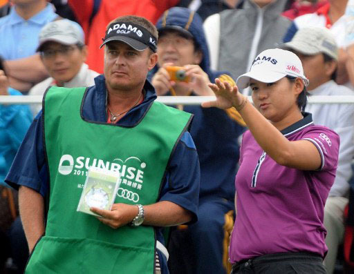 Yani Tseng with her caddie at the Sunrise LPGA Taiwan Championship