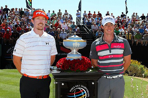 Hunter Mahan (right) and Rory McIlroy (left) will battle it out in the finals of the WGC Match Play Championships