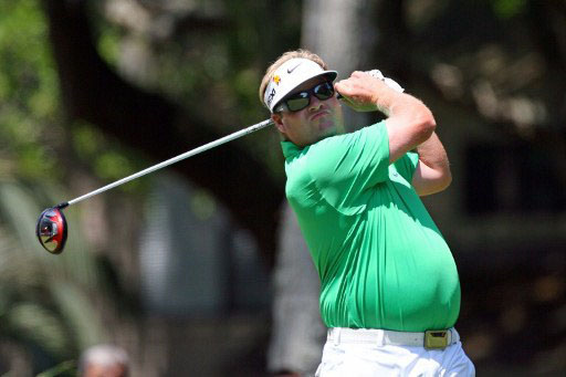 Winner Carl Pettersson tees off on the 2nd hole at Hilton Head