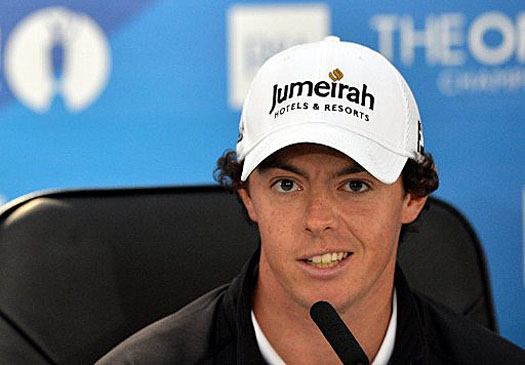 Rory McIlroy speaks at a press conference at The Open