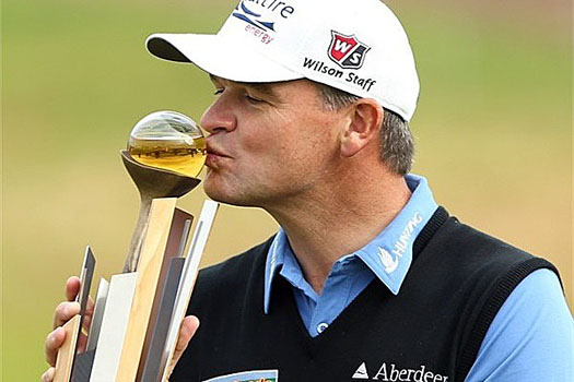 Paul Lawrie celebrates his second Tour victory this year