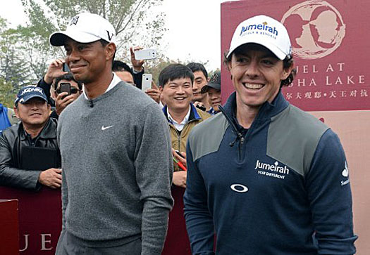 Tiger Woods and Rory McIlroy play out their "Duel at Jinsha Lake"