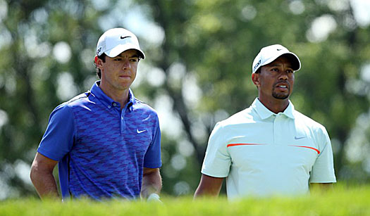 Woods is 10 strokes off the lead and McIlroy nine shots adrift