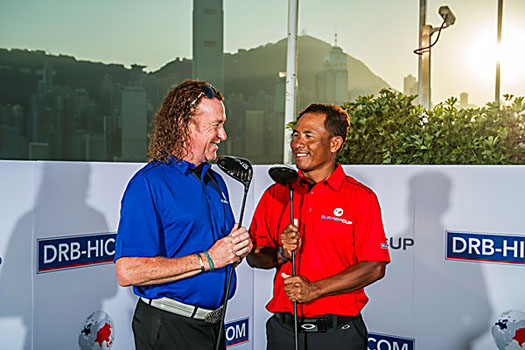 Spain's Miguel Angel Jimenez and Thongchai Jaidee of Thailand