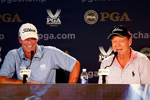 "You'd better be playing well," Watson joked to Stricker