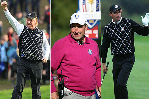 Miguel Angel Jimenez, Jose Maria Olazabal and Padraig Harrington