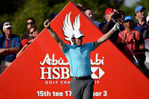 McIlroy celebrates his first career hole-in-one as a professional