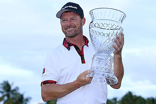 Alex Cejka birdies the first hole of a five-man playoff