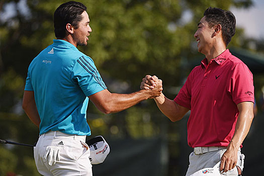 Jason Day joins playing partner Bae Sang-Moon on 11-under-par 199