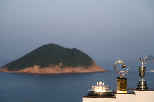 The Masters Trophy, The Asia-Pacific Amateur Championship Trophy, The Claret Jug on display